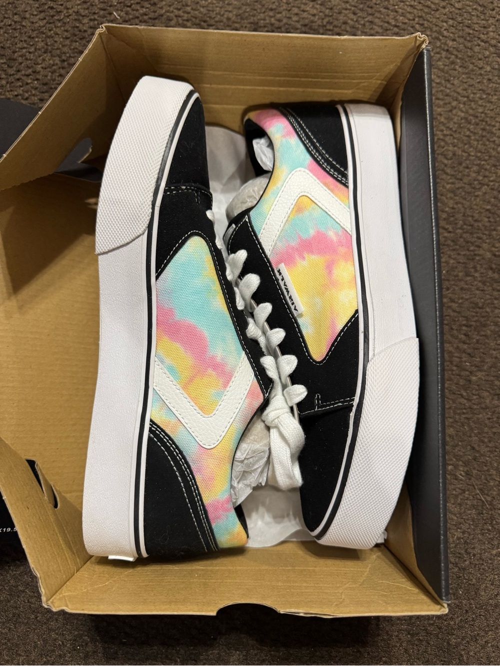 Airwalk Low-Top Sneakers - Black with Pastel Tie-Dye